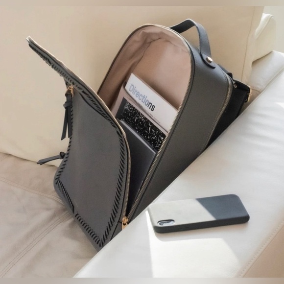 Calpak Kaya 15 inch Laptop Backpack in Charcoal Grey with Gunmetal Hardware - Picture 3 of 7